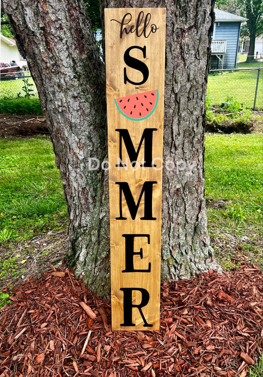 Hello Summer Watermelon - Front Porch Sign