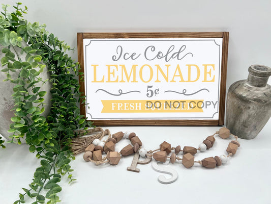 Ice Cold Lemonade - 16x10” - Wood Sign