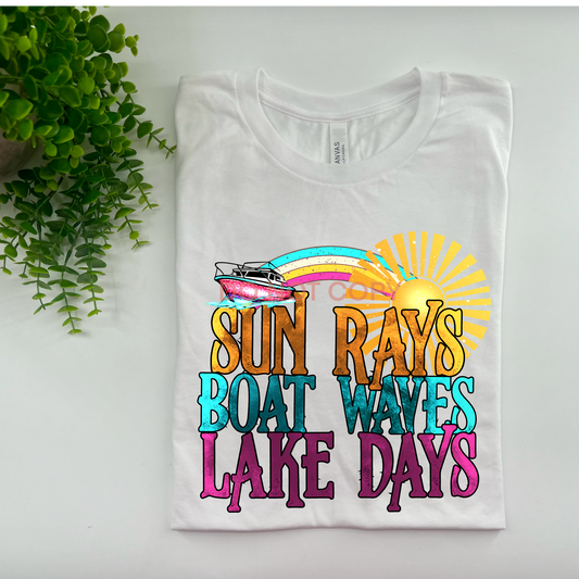 Sun Rays Boat Waves Lake Days - Custom