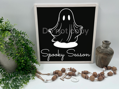 Spooky Season Ghost - Wood Sign