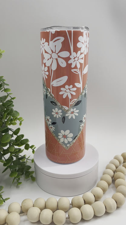 Orange & Sage Floral V Split - 20 oz Tumbler