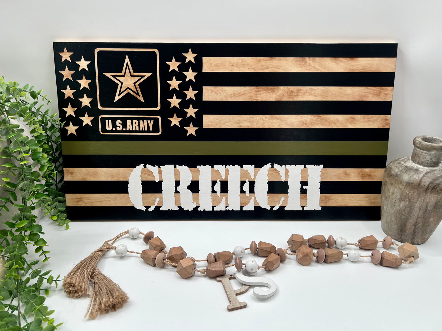 US Army Flag - Wood Burned - Wood Sign