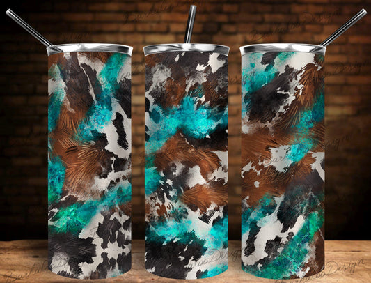 Teal Cowhide - 20 oz Tumbler