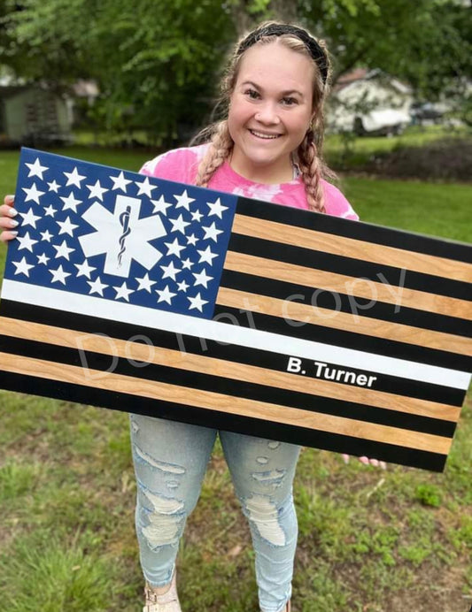 Nurse Flag - Natural - Wood Sign